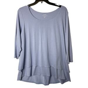 J. Jill Pure Jill Elliptical Layered Top Womens 2X Purple Modal Lightweight